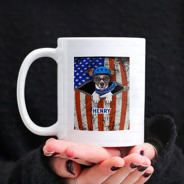 Personalized Dog Gift Idea - Dog With Blue Scarf And Helmet For Dog Lovers - White Mug